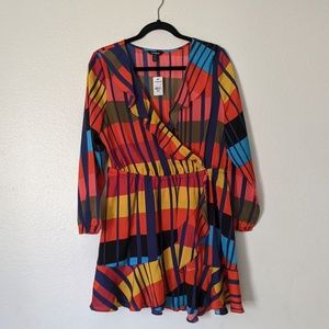 🆕Colorful Long Sleeve Express Dress NWT Petite L